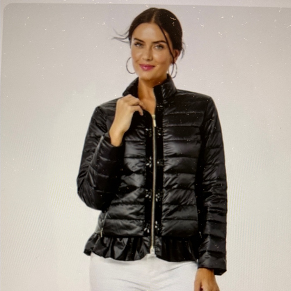 Lilly Pulitzer embellished Darcia Black Puffer Jacket